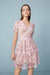 Stylish Short Sleeves V-Neck Pink Short Lace Dress Aline Knee Length Daily Wear Dress - Dresses