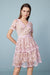 Stylish Short Sleeves V-Neck Pink Short Lace Dress Aline Knee Length Daily Wear Dress - Dresses