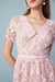 Stylish Short Sleeves V-Neck Pink Short Lace Dress Aline Knee Length Daily Wear Dress - Dresses
