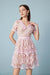 Stylish Short Sleeves V-Neck Pink Short Lace Dress Aline Knee Length Daily Wear Dress - Dresses