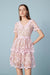 Stylish Short Sleeves V-Neck Pink Short Lace Dress Aline Knee Length Daily Wear Dress - Dresses
