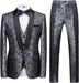 Stylish Silvery Jacquard Three Pieces Tuxedos One Button Wedding Suits