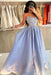 Stylish Strapless Satin Ruched Sequins A-Line Prom Dresses