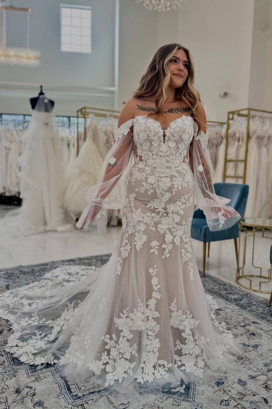 Sweetheart See-Through Lace Appliques Mermaid Wedding Dress main image 0