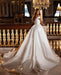 Miabel Sweetheart Backless Satin A-Line Off-The-Shoulder Bridal Gown with Ruffled Appliques