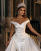 Miabel Sweetheart Backless Satin A-Line Off-The-Shoulder Bridal Gown with Ruffled Appliques