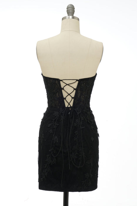 Black Lace Sweetheart Tight Short Homecoming Dress