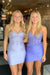 Sparkly Blue Corset Sequins Short Tight Homecoming Dress