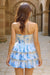 Sweetheart Blue Printed Short Homecoming Dress Sleeveless Prom Dress - Blue