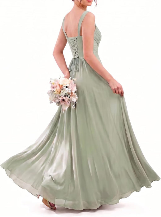 Women's Chiffon Bridesmaid Dresses Long Evening Formal Gown with Slit
