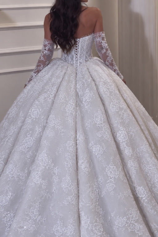 Romantic Sweetheart Corset Lace Princess Wedding Dress Sleeveless
