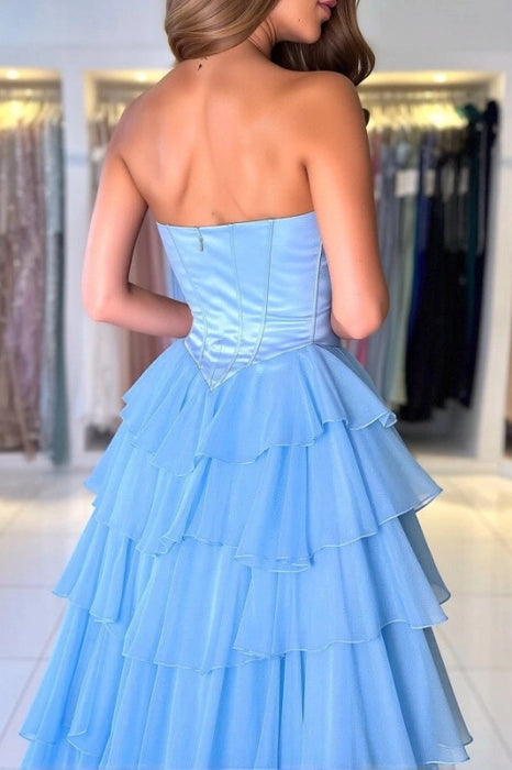 Sweetheart Corset Prom Dress Aline High Split Beadings Evening Dress with Bow - Prom Dress