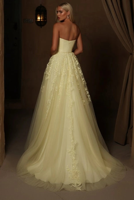 Sweetheart Lace Aline Prom Dress Sleeveless Satin Evening Dress with Front Split