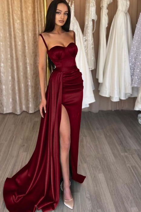 Sweetheart Mermaid Evening Dress Satin With Split - Prom Dresses