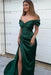 Sweetheart Mermaid Front Split Prom Dress in Dark Green with Off-The-Shoulder Beadings