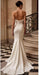 Sweetheart Mermaid Satin Wedding Dresses Long Sleeves Boho Beach Wedding Gown with Lace