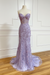 Sweetheart Mermaid Lace Prom Dresses Sleeveless Purple Formal Dresses