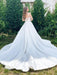 Sweetheart Neck Open Back White Long Prom Wedding Dresses with Train, White Formal Graduation Evening Dresses 