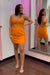 Orange Lace Sweetheart Tight Short Homecoming Dress