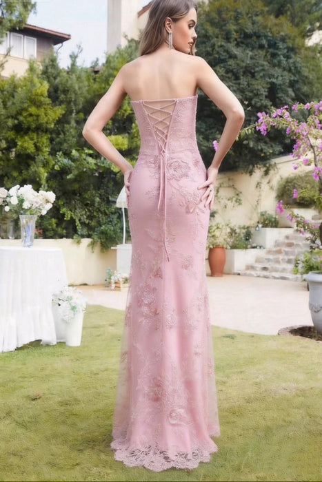 Sweetheart Lace Mermaid Evening Dress Sequins Corset Prom Dress with Appliques
