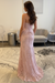 Sweetheart Lace Mermaid Evening Dress Sequins Corset Prom Dress with Appliques