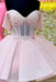 Off-the-Shoulder Tulle Aline Homecoming Dress Short Pink Cocktail Dress