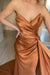 Sweetheart Pleated Satin Evening Dress Long High Slit