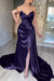 Sweetheart Pleated Satin Evening Dress Long High Slit