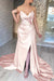 Sweetheart Pleated Satin Evening Dress Long High Slit