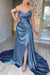 Sweetheart Pleated Satin Evening Dress Long High Slit