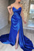Sweetheart Pleated Satin Evening Dress Long High Slit