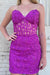 Purple Lace Sweetheart Tight Short Homecoming Dress