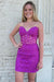 Purple Lace Sweetheart Tight Short Homecoming Dress