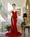 Sweetheart Red Sequins Prom Dress with High Slit Sleeveless