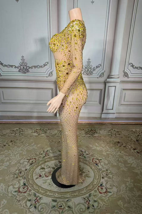 Sweetheart Rhinestone Long Sleeves Sheath Prom Dress