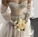 Sweetheart Romantic Lace Wedding Dress with Crystal Tulle A-Line and Long Sleeve Backless Appliques