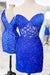 Royal blue Lace Sweetheart Tight Short Homecoming Dress