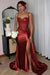 Sweetheart Ruched Satin Beadings Mermaid Prom Dress with Side Slit - Prom Dresses