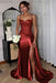 Sweetheart Ruched Satin Beadings Mermaid Prom Dress with Side Slit - Prom Dresses