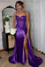 Sweetheart Ruched Satin Beadings Mermaid Prom Dress with Side Slit - Prom Dresses