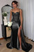 Sweetheart Ruched Satin Beadings Mermaid Prom Dress with Side Slit - Prom Dresses