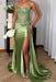 Sweetheart Ruched Satin Beadings Mermaid Prom Dress with Side Slit - Prom Dresses