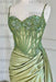 Sweetheart Ruched Satin Beadings Mermaid Prom Dress with Side Slit - Prom Dresses