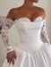 Gorgeous Sweetheart Aline Wedding Dress Satin with Detachable Lace Sleeves