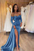 Sweetheart Satin Black Prom Dress Short Sleeves with Side Slit - Prom Dresses