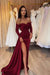 Sweetheart Satin Black Prom Dress Short Sleeves with Side Slit - Prom Dresses