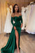 Sweetheart Satin Black Prom Dress Short Sleeves with Side Slit - Prom Dresses