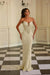 Champagne Strapless Mermaid Prom Dress Sequins Evening Dress Long