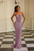 Dusty Pink Sexy Strapless Mermaid Prom Dress Sequins Evening Dress Long