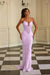 Light Purple Sexy Strapless Mermaid Prom Dress Sequins Evening Dress Long